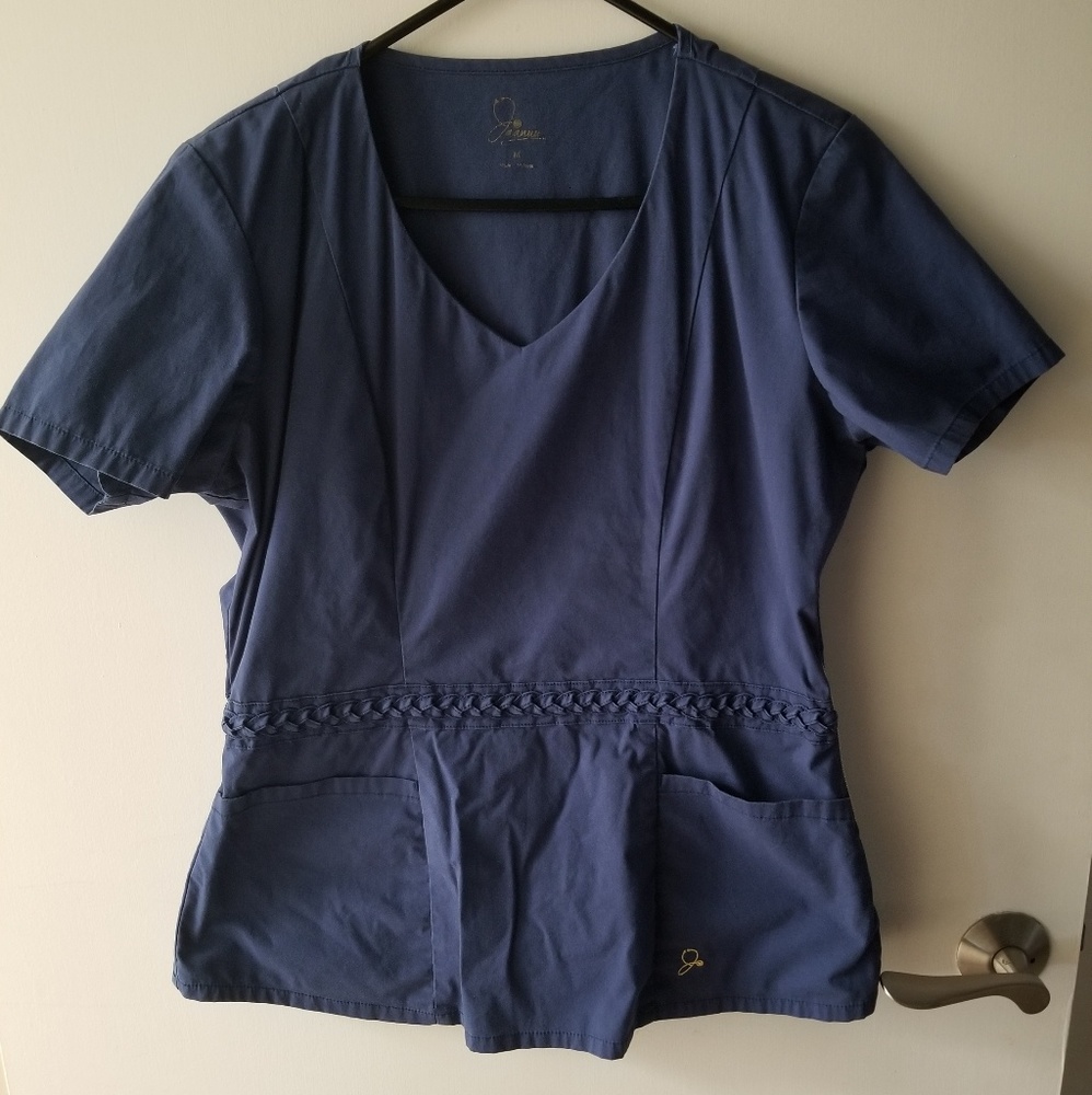 Jaanuu Braided Peplum scrub top Navy blue